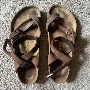 Birkenstock Brown Cross-Strap Sandals